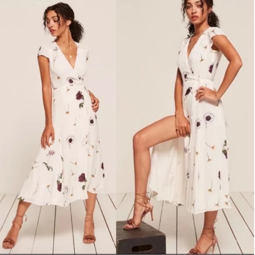 Reformation Carina Floral Midi Wrap Dress